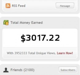 My earnings from one site